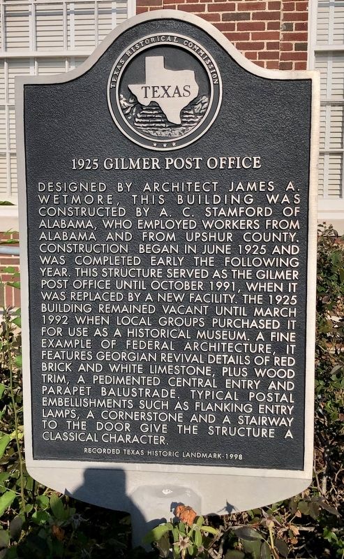1925 Gilmer Post Office Marker image. Click for full size.
