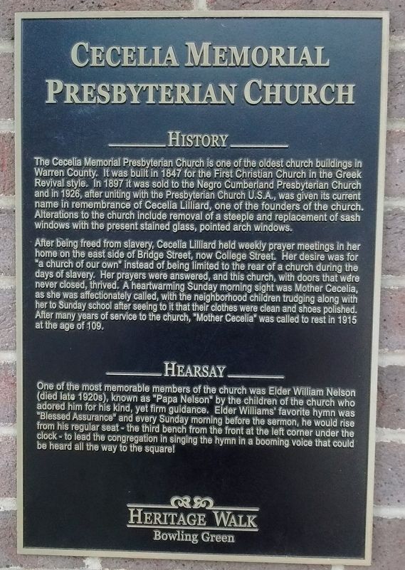 Cecelia Memorial Presbyterian Church Marker. Click for full size. Cecelia Memorial Presbyterian Church Marker image. Click for full size.