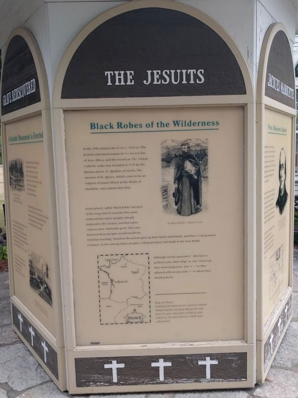 Father Marquette Park Kiosk - The Jesuits: Black Robes of the Wilderness image. Click for full size.