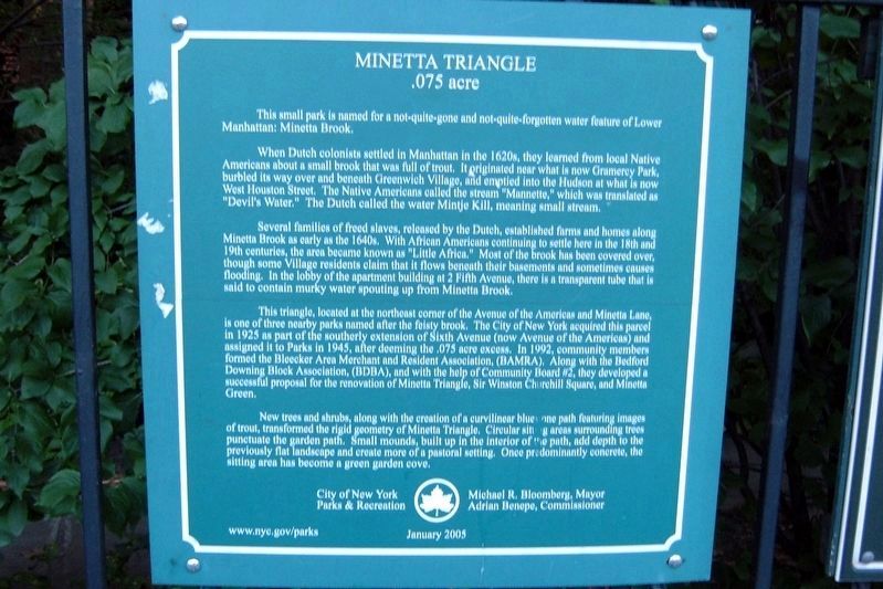 Minetta Triangle Marker. Click for full size. Minetta Triangle Marker image. Click for full size.