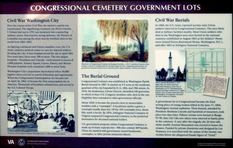 Congressional Cemetery Government Lots Marker image. Click for full size.