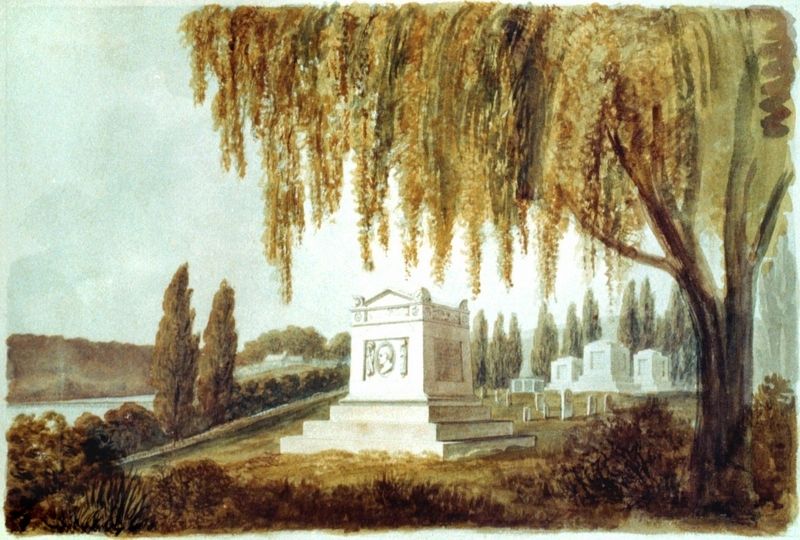 Watercolor of Congressional Cemetery by Benjamin Latrobe, c. 1812. image. Click for full size.