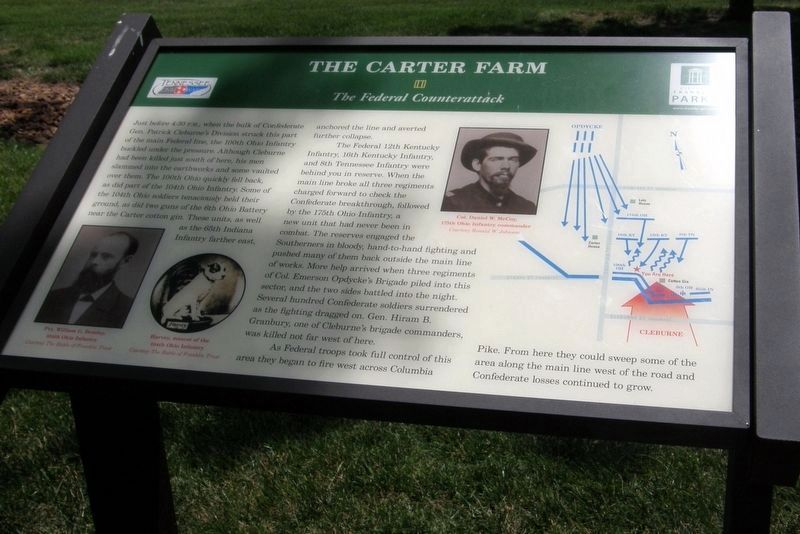 The Carter Farm - The Federal Counterattack Marker image. Click for full size.