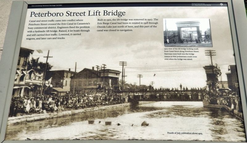 Peterboro Street Lift Bridge Marker. Click for full size. Peterboro Street Lift Bridge Marker image. Click for full size.