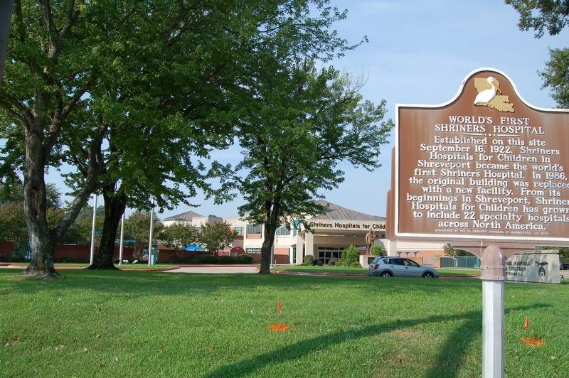 World's First Shriners Hospital Marker. Click for full size. World's First Shriners Hospital Marker image. Click for full size.