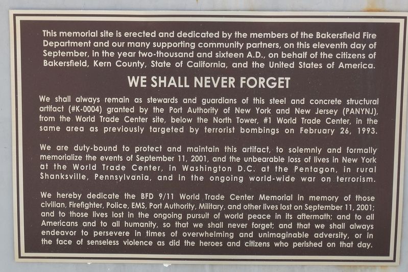 We Shall Never Forget Marker image. Click for full size.