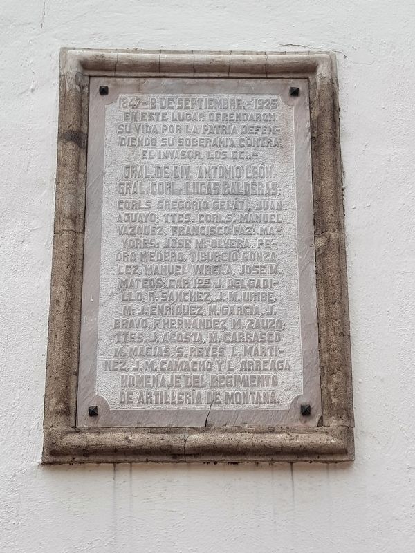 Fallen Mexican Officers of the Battle of Molino del Rey Marker image. Click for full size.