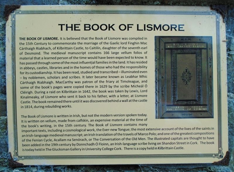 The Book of Lismore Marker image. Click for full size.