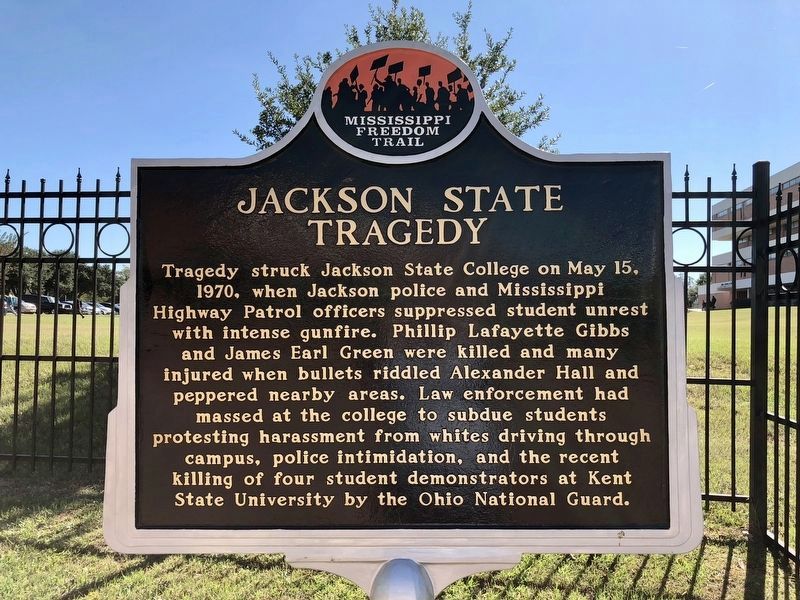 Reverse side of Jackson State Tragedy Marker with same text. image. Click for full size.