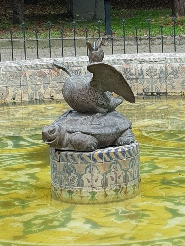 Fountain of the Frogs central feature - a duck riding a turtle image. Click for full size.