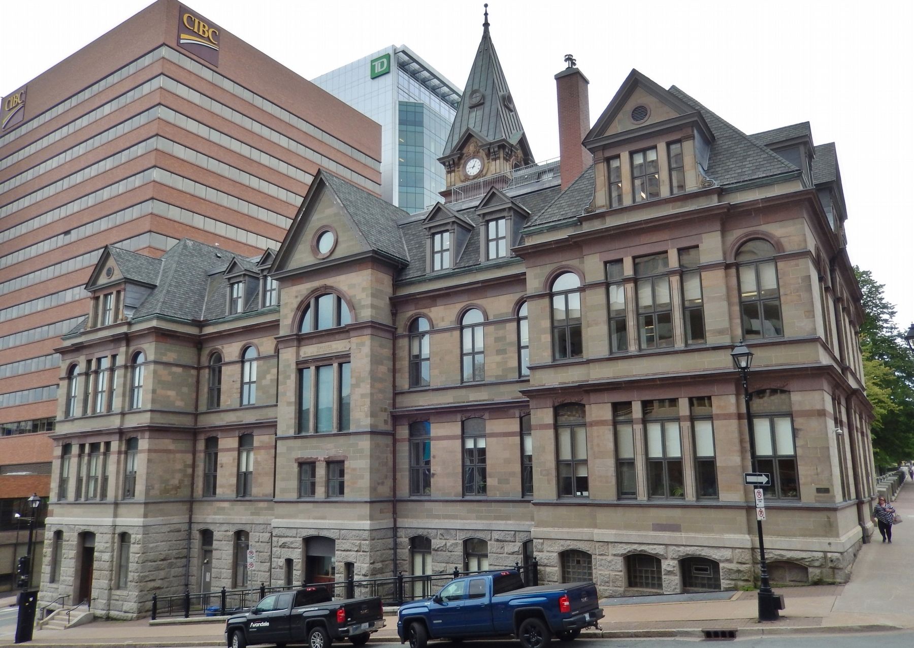 Halifax City Hall (<i>north side view from near marker</i>). Click for full size. Halifax City Hall (<i>north side view from near marker</i>) image. Click for full size.