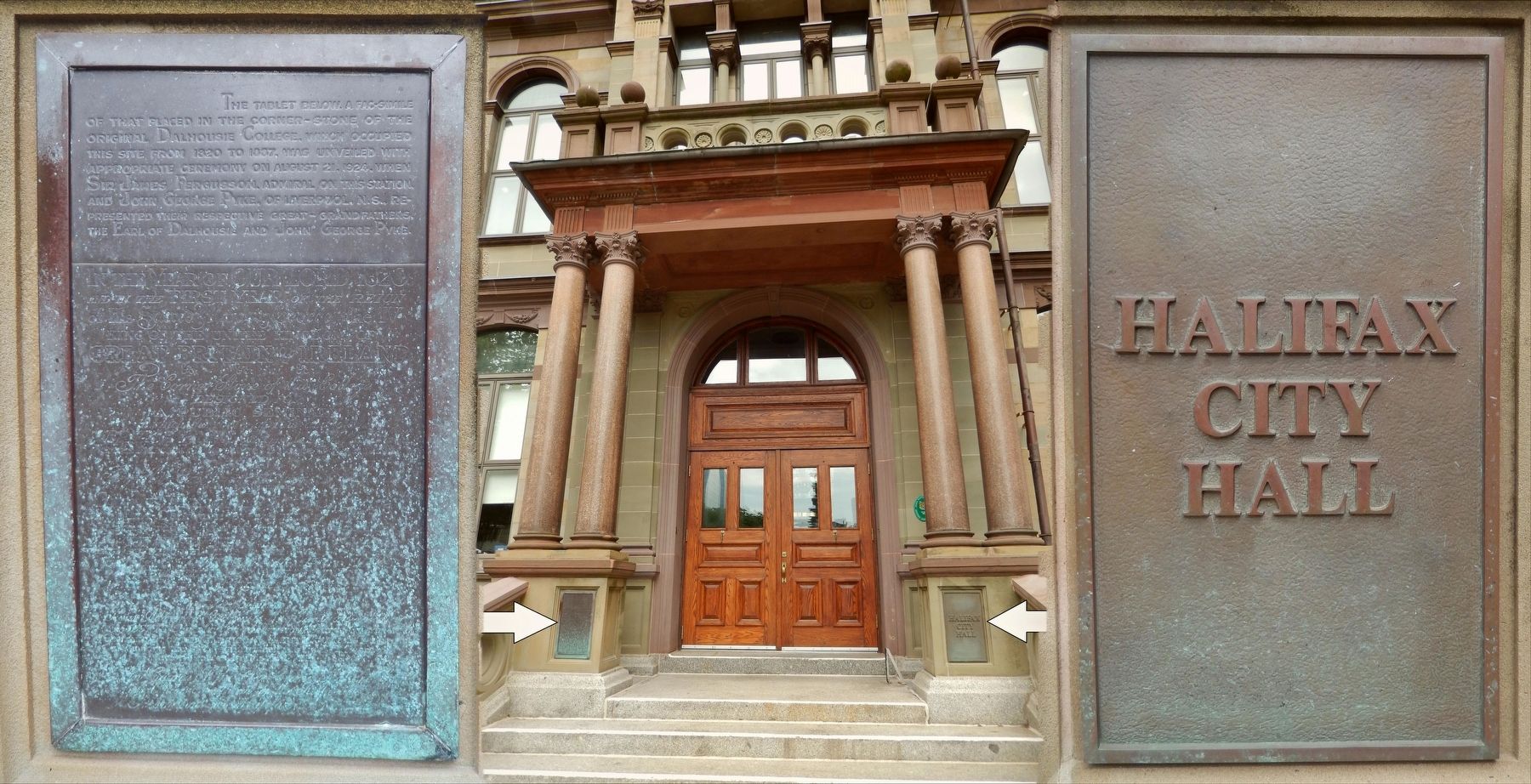 City Hall Entrance • "Old" Dalhousie Cornerstone Replica image. Click for full size.