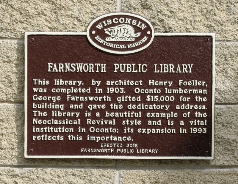 Farnsworth Public Library Marker image. Click for full size.