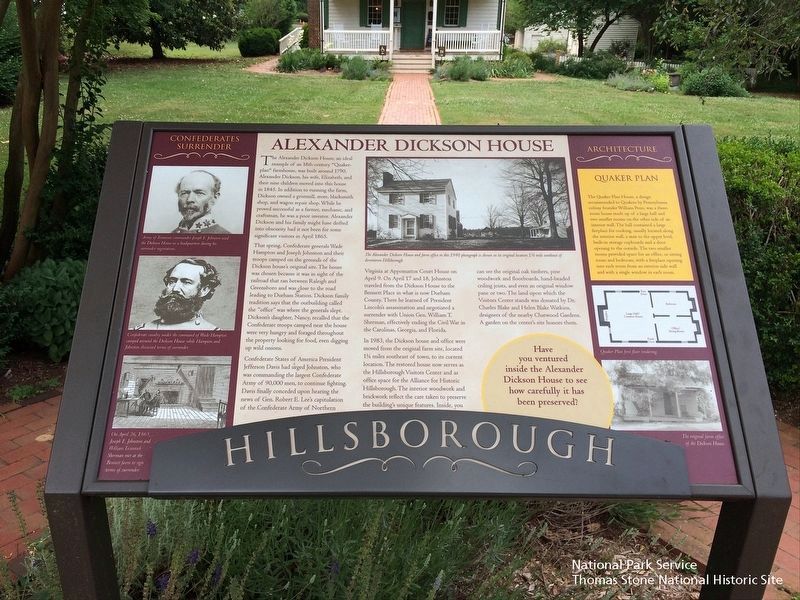 Alexander Dickson House Marker & the house exterior. image. Click for full size.
