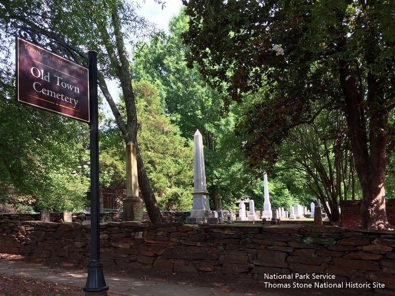 Old Town Cemetery sign along West Tryon Street. image. Click for full size.