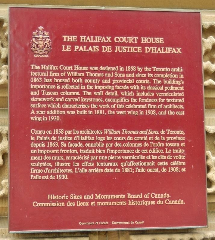 The Halifax Court House /<br>Le Palais de Justice D'Halifax Marker image. Click for full size.