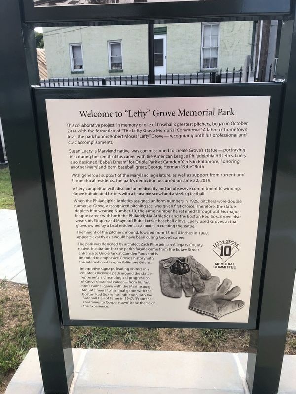 Welcome to "Lefty" Grove Memorial Park Marker image. Click for full size.