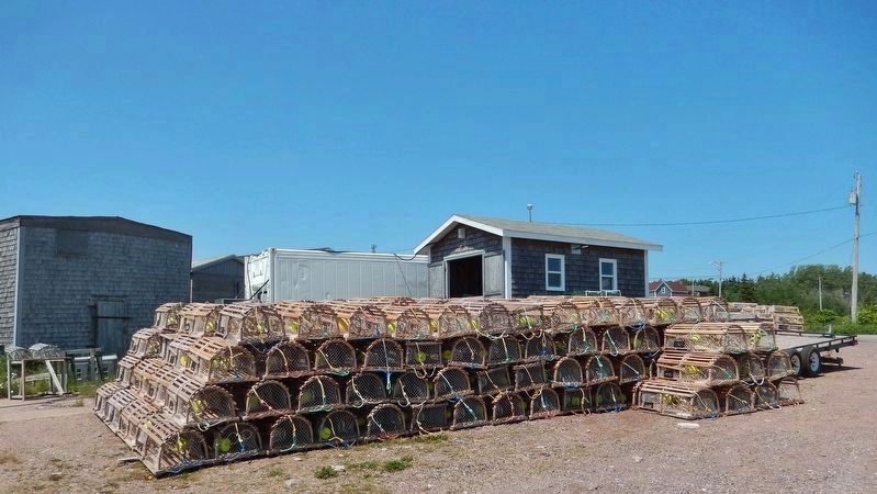 Neil's Harbour lobster traps (<i>view from near marker</i>) image. Click for full size.