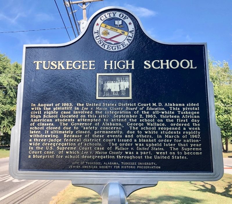 Tuskegee High School Marker image. Click for full size.