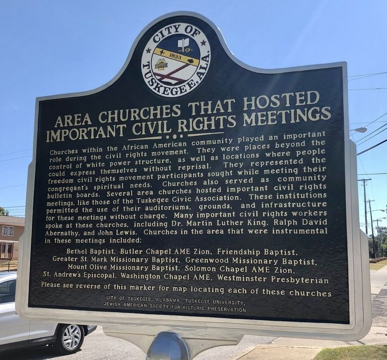 Area Churches That Hosted Important Civil Rights Meetings Marker image. Click for full size.