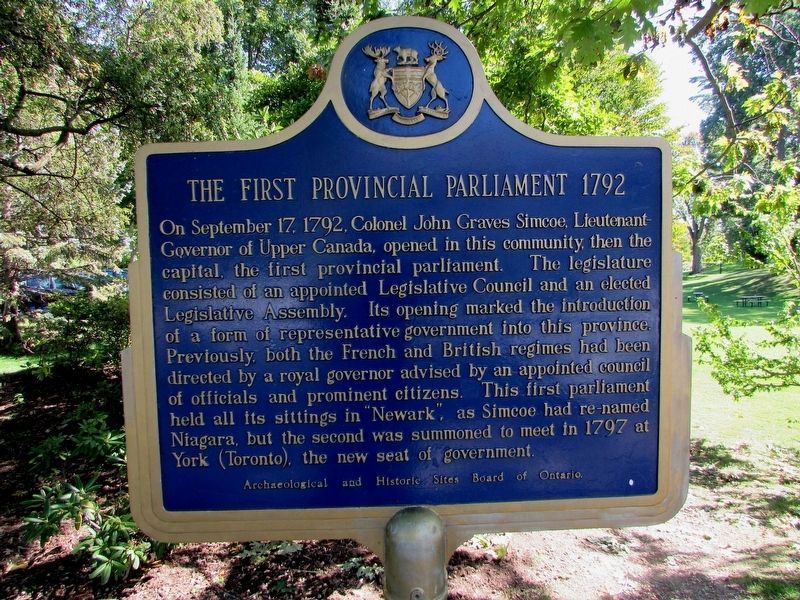 The First Provincial Parliament   1792 Marker image. Click for full size.
