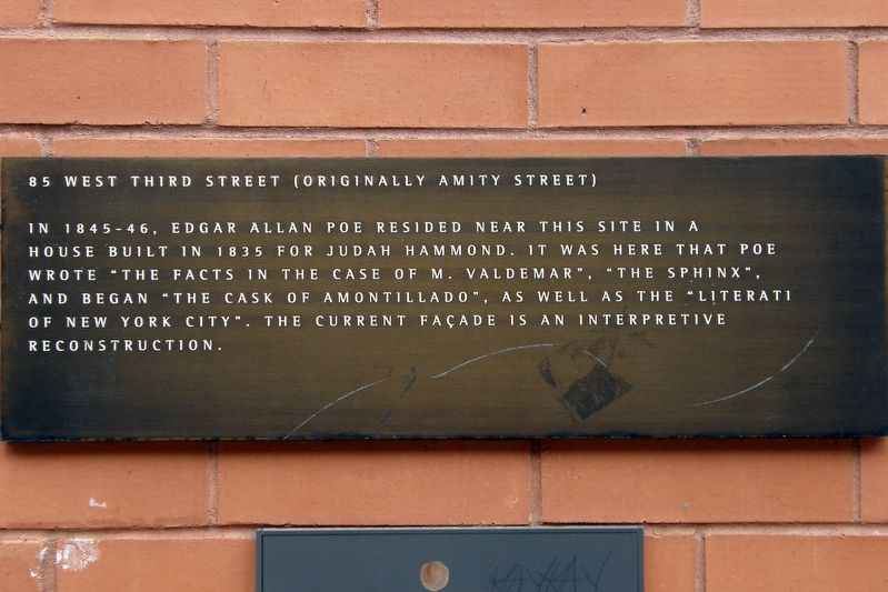 85 West Third Street (Originally Amity Street) Marker. Click for full size. 85 West Third Street (Originally Amity Street) Marker image. Click for full size.