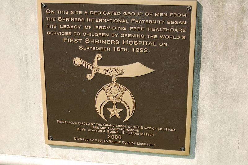 First Shriners Hospital Marker image. Click for full size.