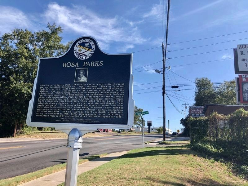 Rosa Parks Marker looking east on Dr. Martin Luther King Highway. image. Click for full size.