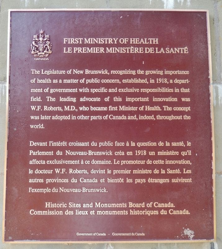 First Ministry of Health / Le Premier Ministère de la Santé Marker image. Click for full size.