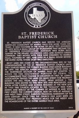 St. Frederick Baptist Church Marker image. Click for full size.