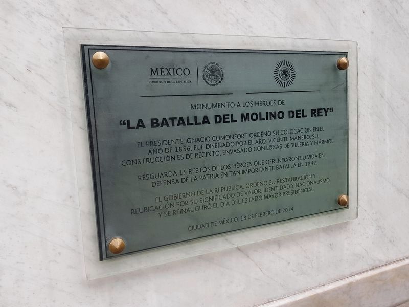 Molino de Rey War Memorial 2014 redication tablet image. Click for full size.