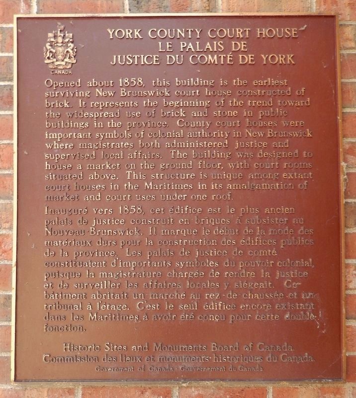 York County Court House /<br>Le Palais de Justice du Comt de York Marker image. Click for full size.