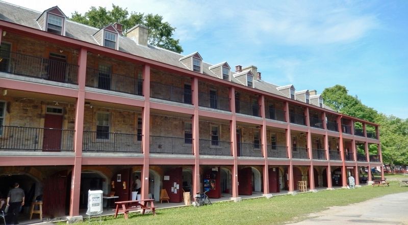 Soldiers' Barracks (<i>north side view from near marker</i>). Click for full size. Soldiers' Barracks (<i>north side view from near marker</i>) image. Click for full size.