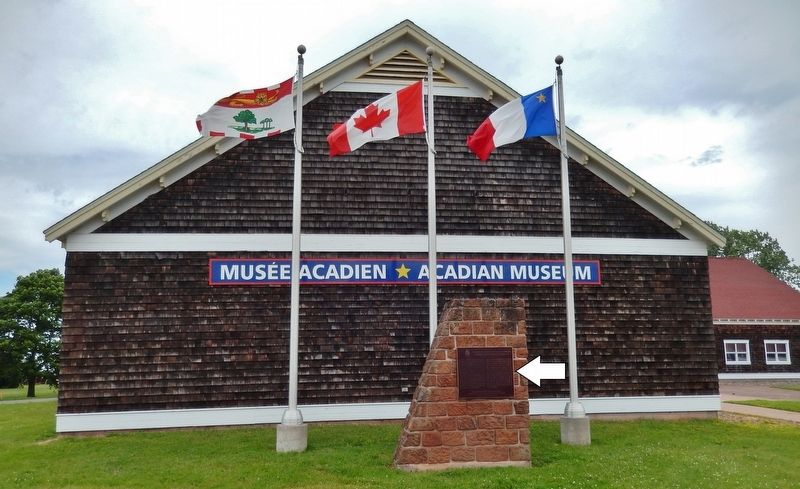 Les Dix Conventions Nationales Acadiennes Marker<br>(<i>mounted in front of the Acadian Museum</i>) image. Click for full size.