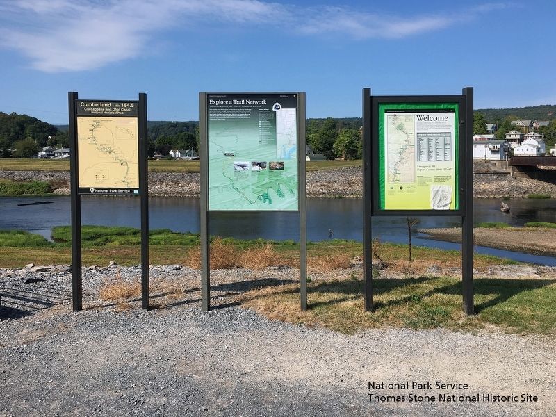 Explore a Trail Network marker and two orientation maps for the C&O Canal National Historical Park. image. Click for full size.