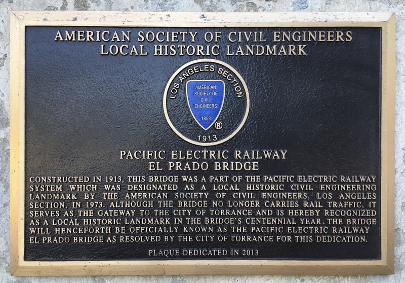 Pacific Electric Railway Bridge Marker image. Click for full size.