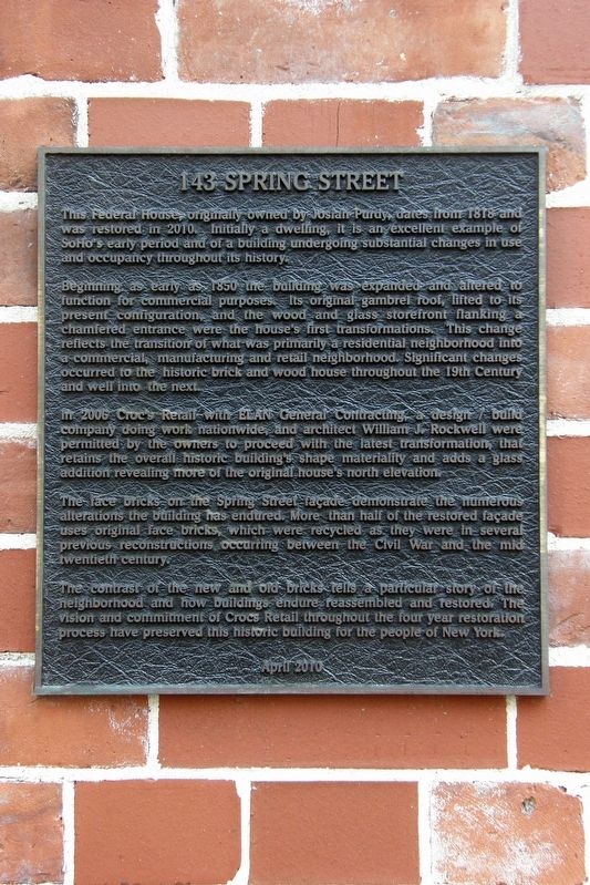 143 Spring Street Marker. Click for full size. 143 Spring Street Marker image. Click for full size.