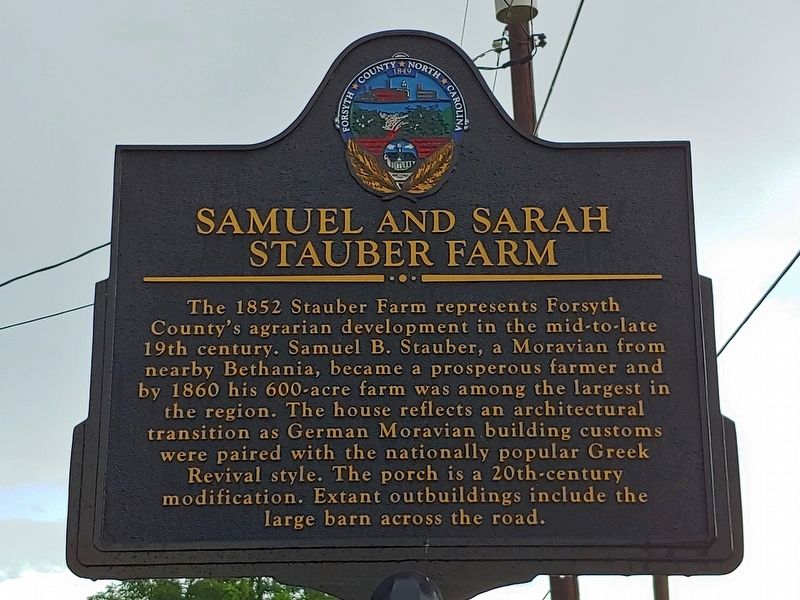 Samuel and Sarah Stauber Farm Marker image. Click for full size.