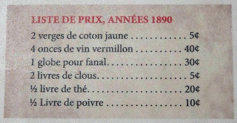 Marker detail: Liste de Prix, annes 1890<br>(Price list, 1890s) image. Click for full size.