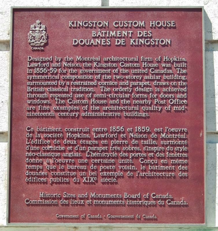 Kingston Custom House /<br>Bâtiment des Douanes de Kingston Marker. Click for full size. Kingston Custom House /<br>Bâtiment des Douanes de Kingston Marker image. Click for full size.