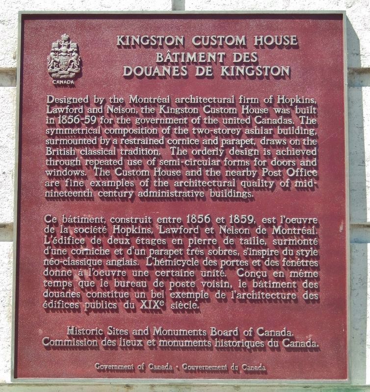 Kingston Custom House /<br>Btiment des Douanes de Kingston Marker image. Click for full size.