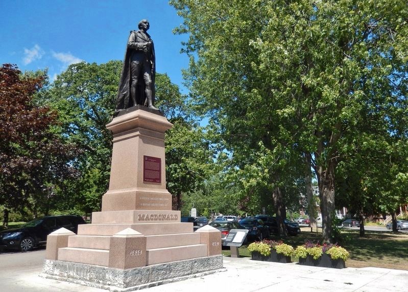 Sir John Alexander Macdonald Marker<br>(<i>wide view • marker on east side of monument</i>) image. Click for full size.
