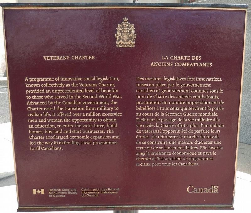 Veterans Charter /<br>La Charte des Anciens Combattants Marker image. Click for full size.