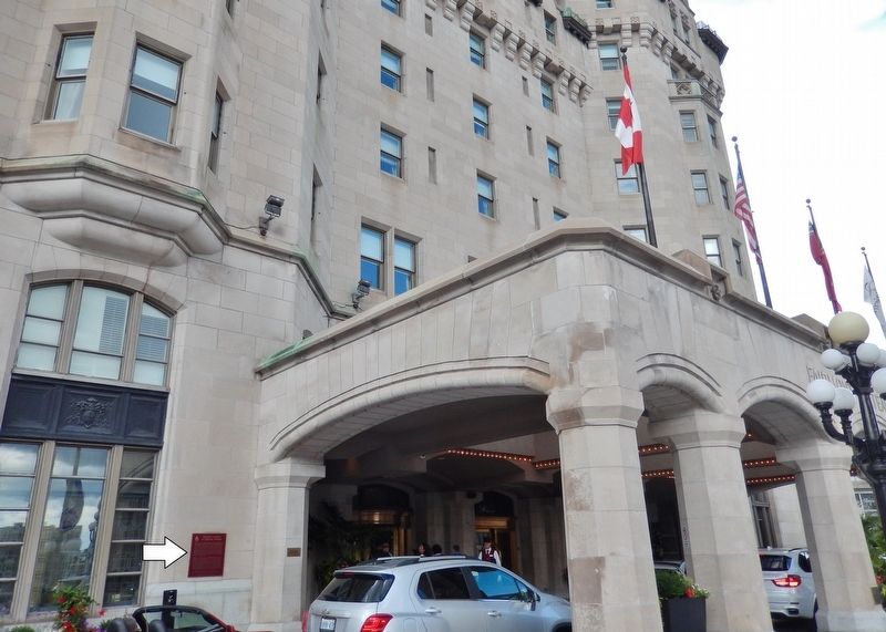 Château Laurier Marker • <i>wide view<br>(marker on wall • just left of portico)</i>. Click for full size. Château Laurier Marker • <i>wide view<br>(marker on wall • just left of portico)</i> image. Click for full size.