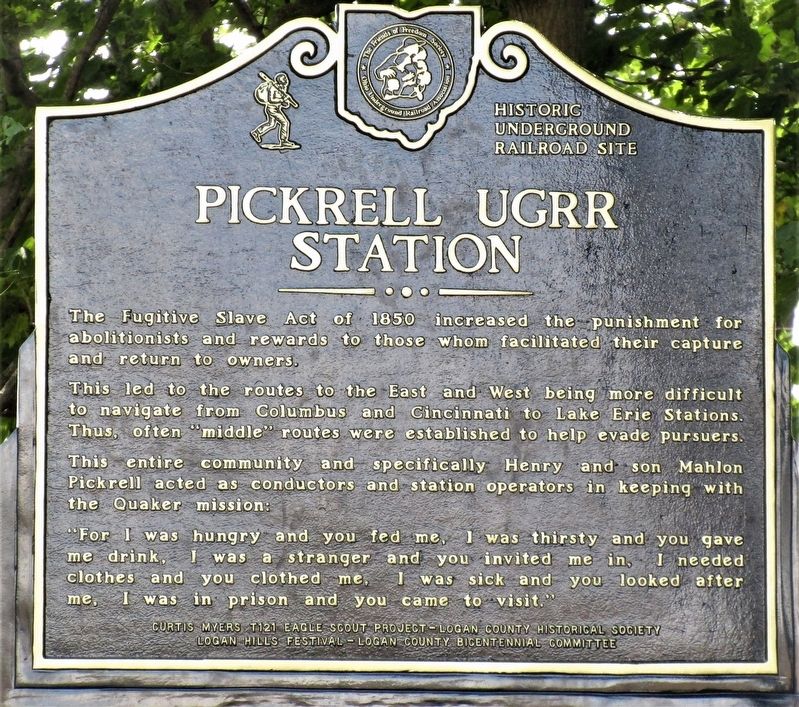 Pickrell UGRR Station Marker image. Click for full size.