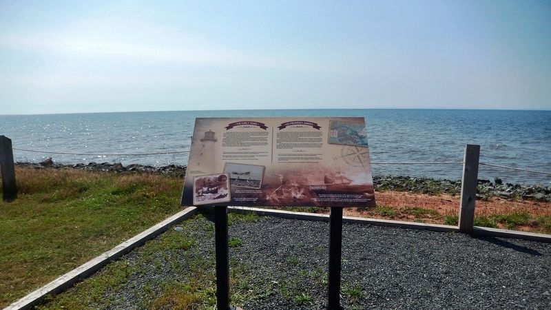 The Early Years / Les Premières Années Marker<br>(<i>view south across Northumberland Strait</i>). Click for full size. The Early Years / Les Premières Années Marker<br>(<i>view south across Northumberland Strait</i>) image. Click for full size.