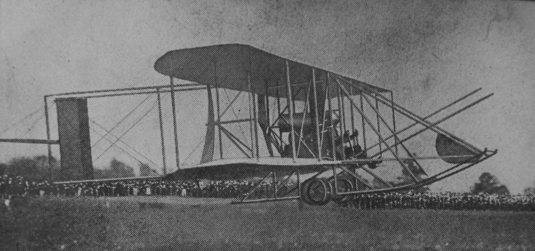 “Brookins Leaving Mt. Pulask Ill. in Wright Biplane” image. Click for full size.