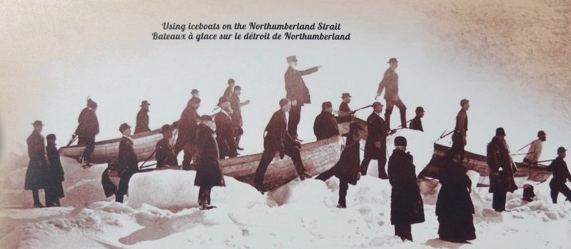 Marker detail: Iceboats on the Northumberland Strait /<br>Bateaux � glace d�troit de Northumberland image. Click for full size.