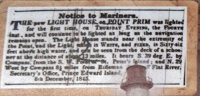 Marker detail: Notice from the / Avis publi dans le<br><i>Islander</i>, December 16, 1845 image. Click for full size.