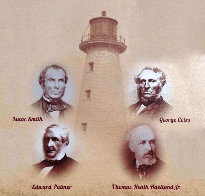 Marker detail: Isaac Smith, George Coles, Edward Palmer,<br>and Thomas Heath Haviland, Jr. image. Click for full size.